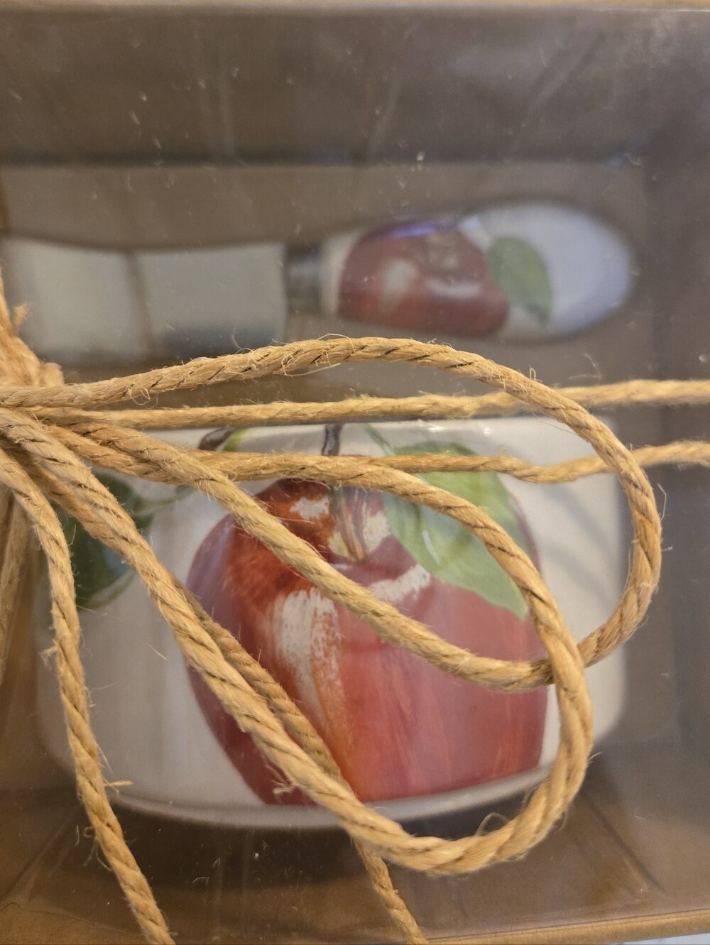 Apple Stoneware Dipping Bowl and Spreader Gift Set